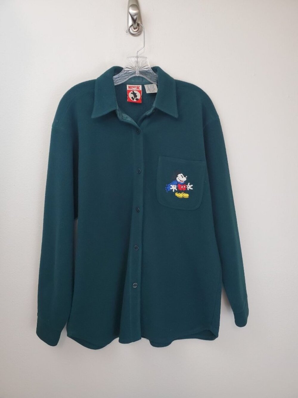 Mickey, Inc. vintage green fleece button up shacket, Disney Parks and Resorts
